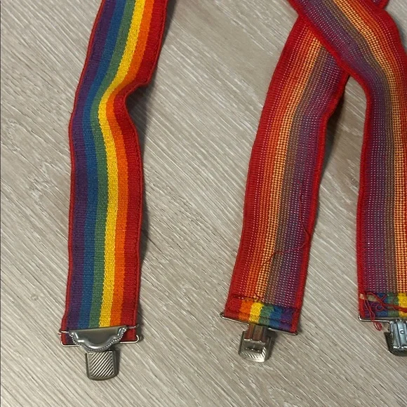 Rainbow Striped Elastic Wide Band Suspenders - Picture 4 of 8